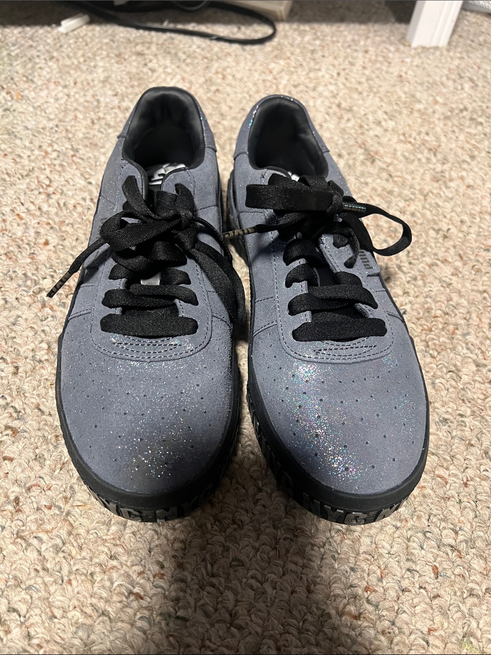 Puma Women’s Gray Glitter Lace-Up Sneakers